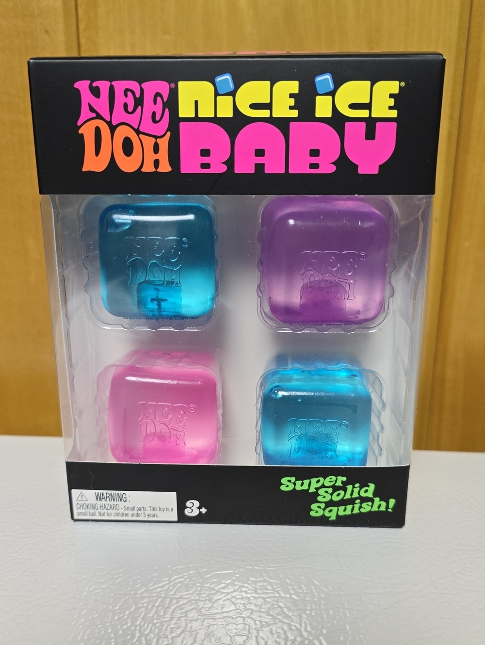 Nee Doh Nice Ice Baby Super Solid Squish Toy - Blue (2), Pink and Purple
